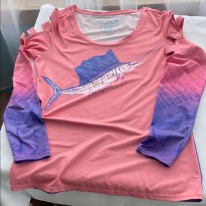 Reel Legends Pink and White Performance Shirt